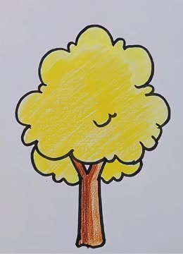 银杏树简笔画彩色画法图片
