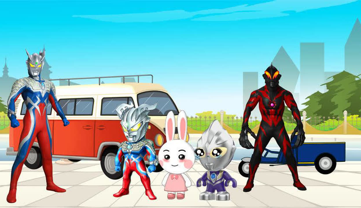 小赛罗奥特曼和小兔子坐校车去幼儿园奥特曼动画片奥特曼
