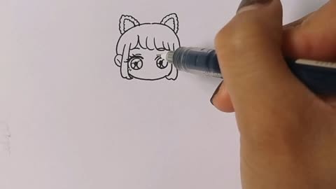 猫耳女孩简笔画